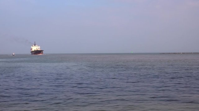 Busy Shipping lane entering Port Corpus Christi, Texas