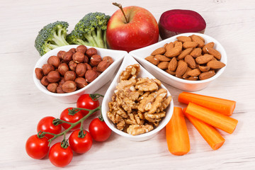 Healthy nutritious eating as source vitamin and minerals, food for brain health concept