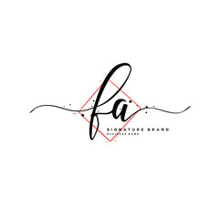 F A FA Initial letter handwriting and  signature logo.