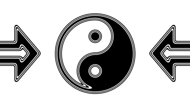 The ying-yang icon. Looping footage has 4K resolution. Illustration.
