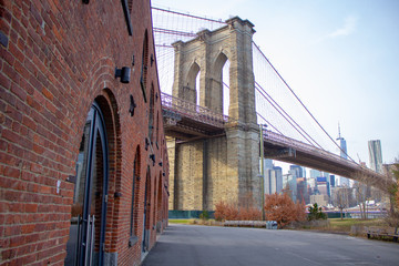 Brooklyn Bridge. On the side of The Max Family Garden