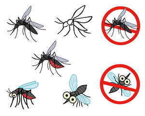 Blood-sucking mosquitoes and mosquitoes with banned symbols