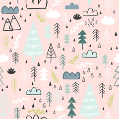 Winter Christmas Seamless  Pattern, Vector Children Background, kids wallpaper for fabric, textile, clothes, paper, scrapbooking, planner, sticker