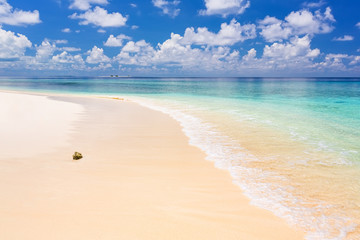 Beautiful sunny ocean beach on Maldives