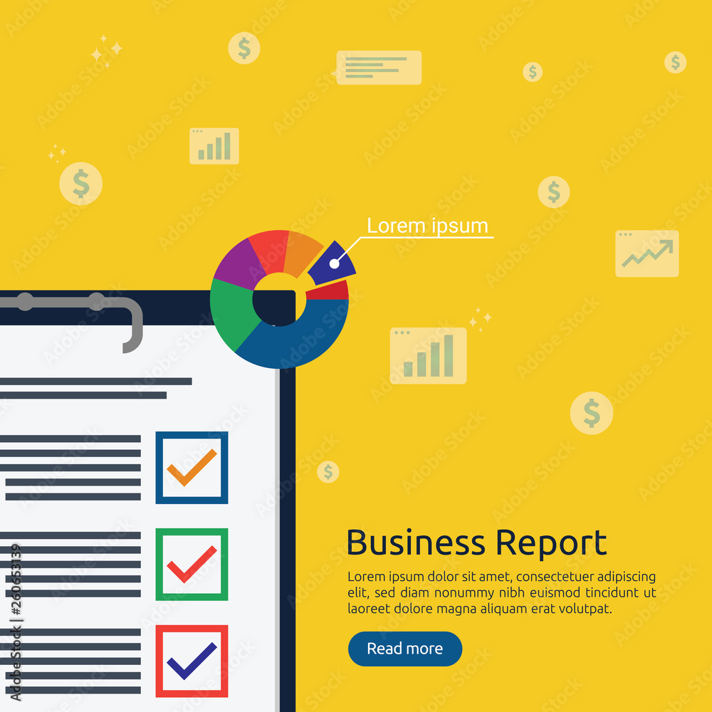 Poster business analyst or financial research report concept. financial accounting audit on statistical dat