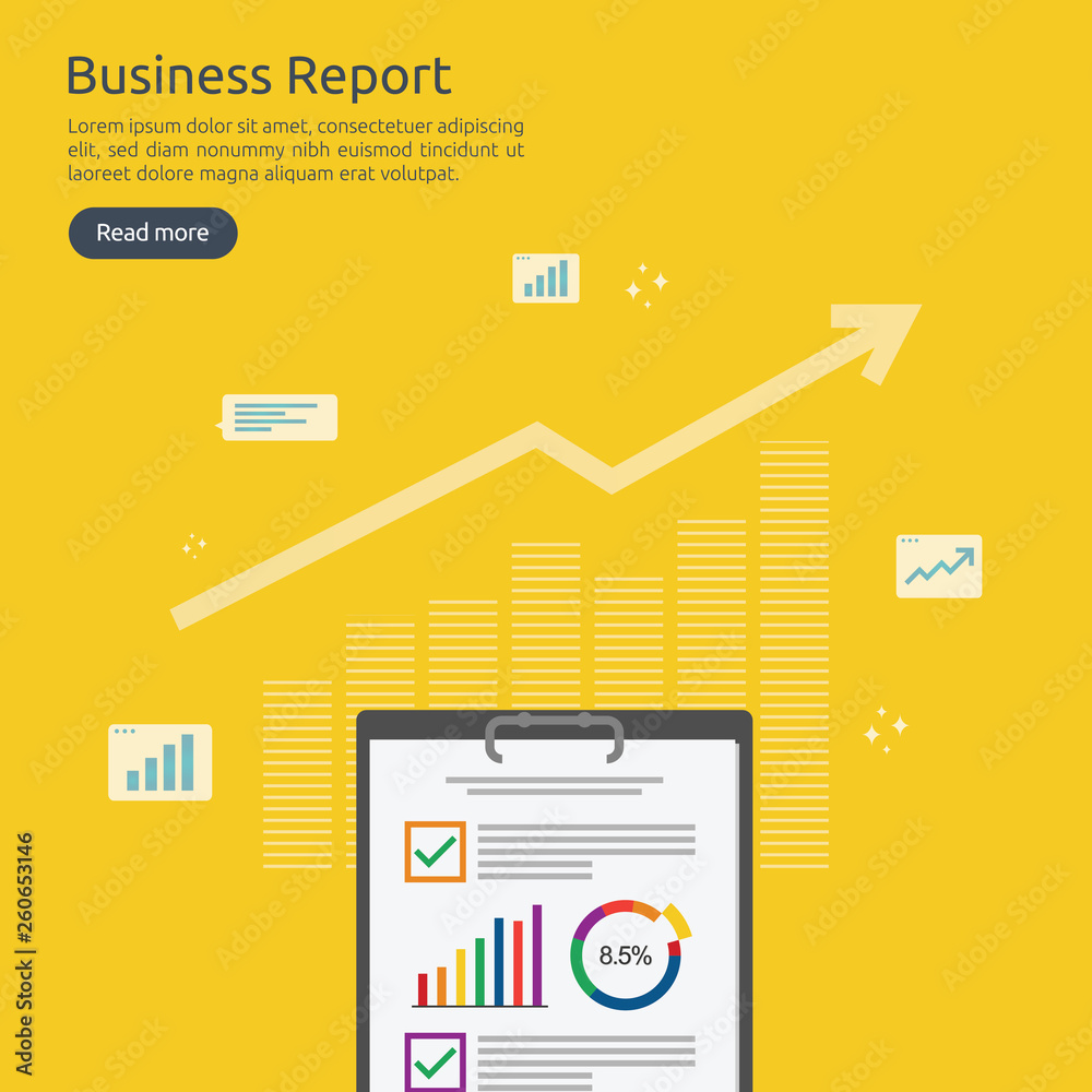 Poster business analyst or financial research report concept. financial accounting audit on statistical dat