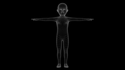 3d illustration of a children xray hologram