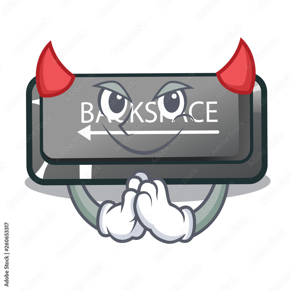 Poster Devil backspace button installed on cartoon keyboard