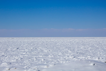 Fototapeta na wymiar Lake view at frozen lake Lake Erie