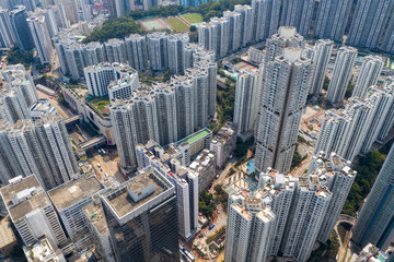 Fototapeta na wymiar Top view of city in Hong Kong