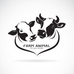 Vector of two cows head design. Animals farm. Cows Icon or logo.