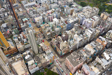 Fototapeta premium Drone fly over Hong Kong city