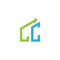 Fototapeta premium initial letter logo with growing arrows