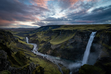Haifoss Sunset in Iceland