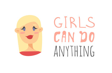 Set of a group of different people and text. Cartoon style characters of different races. Vector illustration caucasian, asian and african american women and quote