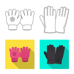 Fototapeta premium Vector illustration of glove and winter symbol. Collection of glove and equipment stock vector illustration.