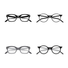 Vector illustration of glasses and frame icon. Set of glasses and accessory stock vector illustration.