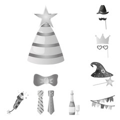 Vector design of party and birthday sign. Set of party and celebration stock vector illustration.