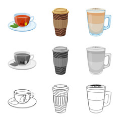 Vector design of drink and bar icon. Set of drink and party stock vector illustration.