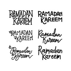 Ramadan Kareem Text Handwritten Set Template Vector