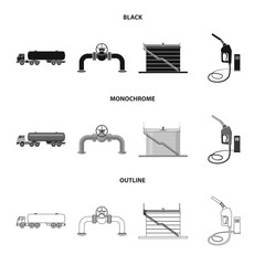 Isolated object of oil and gas icon. Collection of oil and petrol stock vector illustration.