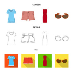 Isolated object of woman and clothing icon. Set of woman and wear stock vector illustration.