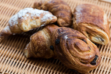 Assortment of Pastries Croissant, Pain au Chocolat Pain Raisin
