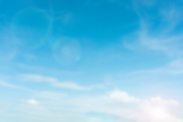 Summer blue sky soft clear Cloudy background. Puffy Cloud move by windy on beach concept Felling good-tempered relaxing  sunset wallpaper, sunrise journey to travel in tropical fog shiny mist style