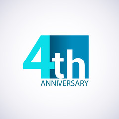 Obraz premium Template Logo 4 anniversary blue colored vector design for birthday celebration.