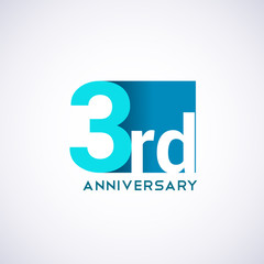 Template Logo 3 anniversary blue colored vector design for birthday celebration.