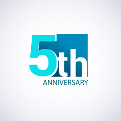 Template Logo 5 anniversary blue colored vector design for birthday celebration.
