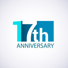 Fototapeta premium Template Logo 17 anniversary blue colored vector design for birthday celebration.