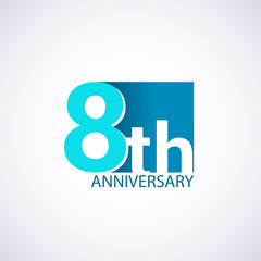 Fototapeta na wymiar Template Logo 8 anniversary blue colored vector design for birthday celebration.