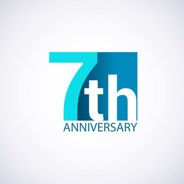 Template Logo 7 anniversary blue colored vector design for birthday celebration.
