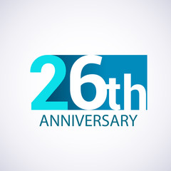 Template Logo 26 anniversary blue colored vector design for birthday celebration.