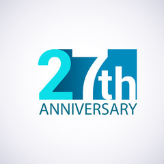 Template Logo 27 anniversary blue colored vector design for birthday celebration.