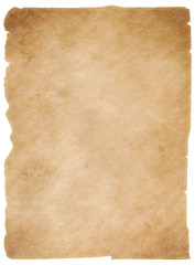 Old worn paper sheet isolated wirh clipping path included