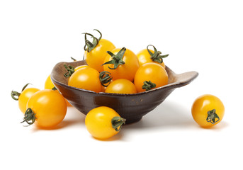 Cherry tomatoes on white background