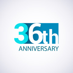 Template Logo 36 anniversary blue colored vector design for birthday celebration.