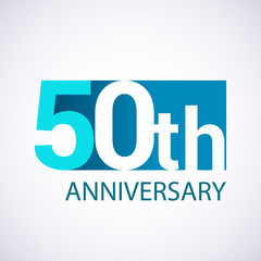 Template Logo 50 anniversary blue colored vector design for birthday celebration.