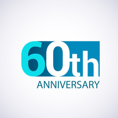 Template Logo 60 anniversary blue colored vector design for birthday celebration.