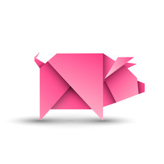 Świnia origami. Logo wektor - obrazy, fototapety, plakaty
