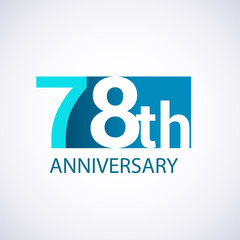 Template Logo 78 anniversary blue colored vector design for birthday celebration.