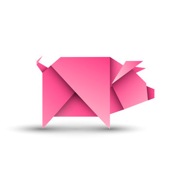 Świnia origami. Logo wektor