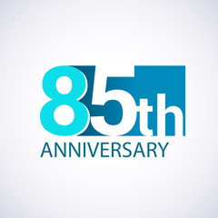 Template Logo 85 anniversary blue colored vector design for birthday celebration.