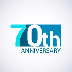 Template Logo 70 anniversary blue colored vector design for birthday celebration.