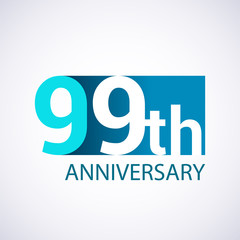 Template Logo 99 anniversary blue colored vector design for birthday celebration.