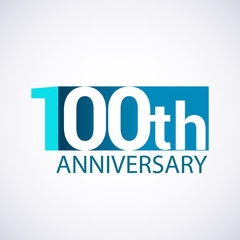 Template Logo 100 anniversary blue colored vector design for birthday celebration.