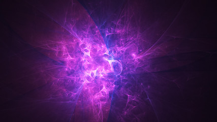 Abstract transparent blue and pink crystal shapes. Fantasy light background. Digital fractal art. 3d