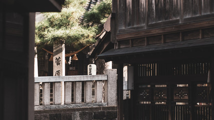 Temple in Kanazawa, Japan, with stone lanterns and slabs